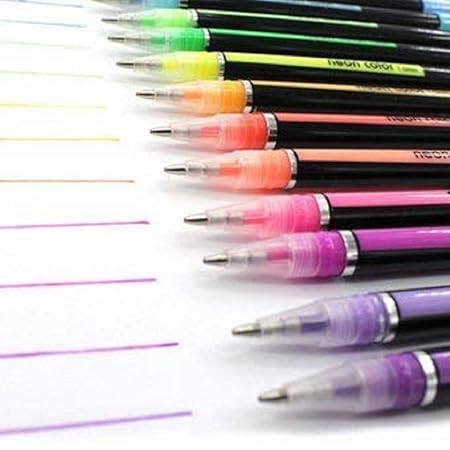 GV348 THR3E STROKES SK Glitter, Metallic, Neon Gel Pens Set (Pack of 24)