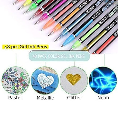 GV348 THR3E STROKES SK Glitter, Metallic, Neon Gel Pens Set (Pack of 24)