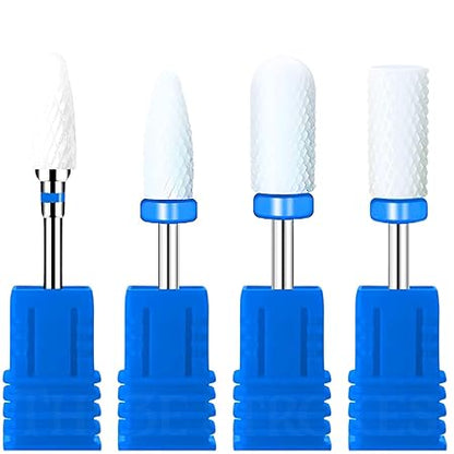 GV350 THR3E STROKES Ceramic Nail Drill Bits Set, 3/32'' (2.35mm) Professional Acrylic Nail File Drill Bit for Manicure Pedicure Cuticle Gel Nail Polishing 4Pcs (YELLOW)