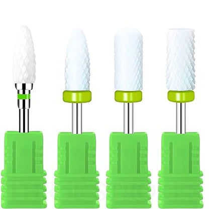 GV350 THR3E STROKES Ceramic Nail Drill Bits Set, 3/32'' (2.35mm) Professional Acrylic Nail File Drill Bit for Manicure Pedicure Cuticle Gel Nail Polishing 4Pcs (YELLOW)