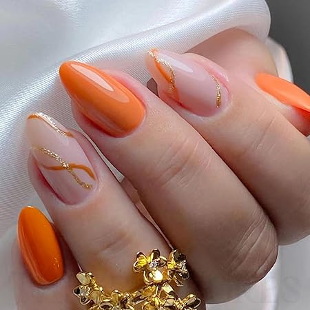 GV368 THR3E STROKES Press-On Nails,Fake Nails Manicure set Salon look Nails Includes 24Nails, 1sheet gluetabs,1 Alcohol wipe,1 Manicure Stick, 1 Mini file. (PN-19)