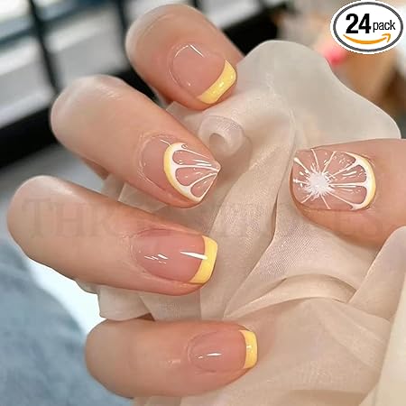 GV379 THR3E STROKES Press-On Nails, Fake Nails Manicure set Salon look Nails Includes 24Nails, 1sheet gluetabs,1 Alcohol wipe,1 Manicure Stick, 1 Mini file. (PN-39)