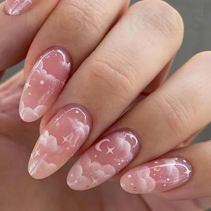 GV386 THR3E STROKES Press-On Nails,FakeNails Manicure set Salon look Nails Includes 24Nails, 1sheet gluetabs,1 Alcohol wipe,1 Manicure Stick, 1 Mini file. PN-35