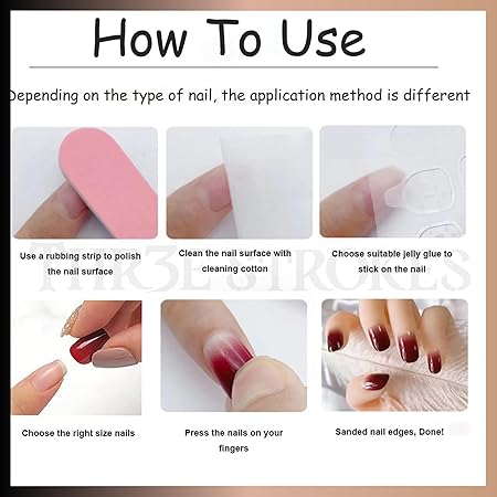 GV386 THR3E STROKES Press-On Nails,FakeNails Manicure set Salon look Nails Includes 24Nails, 1sheet gluetabs,1 Alcohol wipe,1 Manicure Stick, 1 Mini file. PN-35