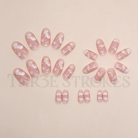 GV386 THR3E STROKES Press-On Nails,FakeNails Manicure set Salon look Nails Includes 24Nails, 1sheet gluetabs,1 Alcohol wipe,1 Manicure Stick, 1 Mini file. PN-35