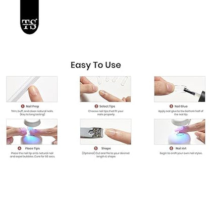 GV393 THR3E STROKES Nail Gel Extension Kit for Builder Gel UV Nail Art Kit Nail Extension Set Easy Funny Diy Nail Tips Art Decoration at Home Gift for Women (Long Square a120)