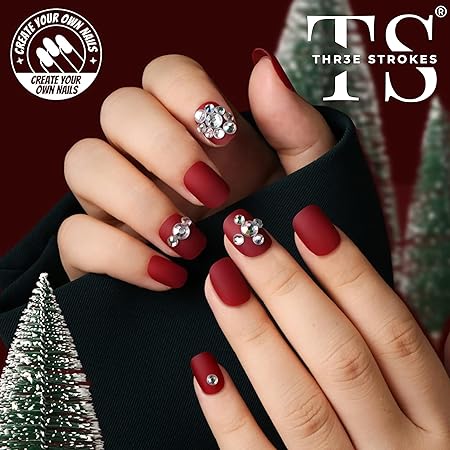 GV397 THR3E STROKES 24Pack Short Press On Nails, 576Pcs Short Round Press On Nails, Short Matte Press On Nails, Short Glossy Press On Nails, Short Fake Nails With Nail Glue(S6554)