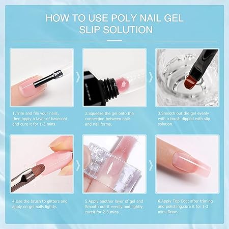 GV399 THR3E STROKES Nail Slip Solution Kit Poly Nail Gel Slip Solution 100ml/Nail Extension Slip Solution for Poly Nail Gel Nails with Dual-ended Brush for Beginner