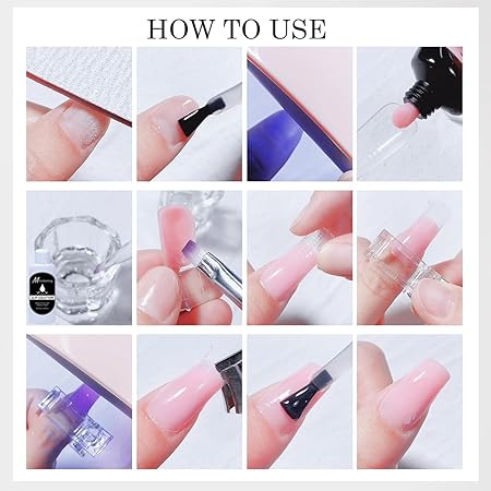 GV403 THR3E STROKES Poly Nail Gel Extension Kit for Builder Gel Nail Art Kit Nail Extension Set (Set of 12) (Nude, Clear) (NUDE, CLEAR)