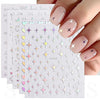 GV410 THR3E STROKES 12 Sheets Aurora Nail Art Stickers Decals Self-Adhesive Pegatinas Uñas Glitter Holographic Star Heart Nail Supplies Nail Art Design Decoration Accessories (D22)