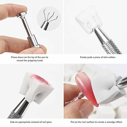 GV414 THR3E STROKES Nail Ombre Brushes, Sponge Holder Pen for Fade Gradient Ombre Nail Art Manicure