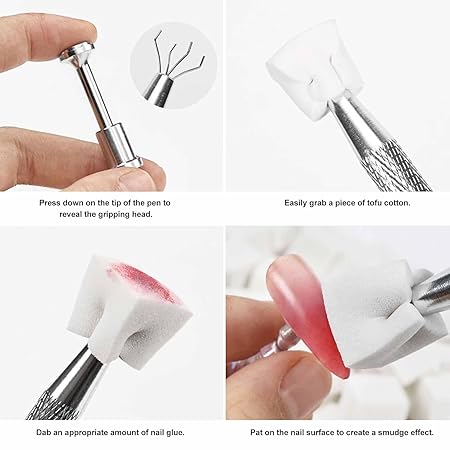 GV414 THR3E STROKES Nail Ombre Brushes, Sponge Holder Pen for Fade Gradient Ombre Nail Art Manicure