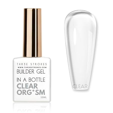 GV416 THR3E STROKES BIAB Clear,Pink,Nude,White Builder Gel for Nails, 15ml Nail Strengthener in a Bottle, Nail Extension Hard Gel, Soak Off Long Lasting UV Light Cure, Base Coat Top Coat Needed (15ML)