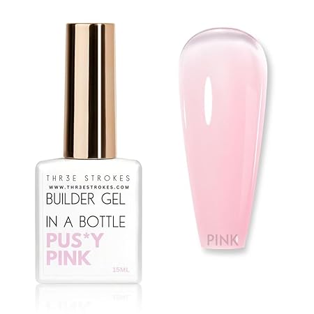 GV416 THR3E STROKES BIAB Clear,Pink,Nude,White Builder Gel for Nails, 15ml Nail Strengthener in a Bottle, Nail Extension Hard Gel, Soak Off Long Lasting UV Light Cure, Base Coat Top Coat Needed (15ML)
