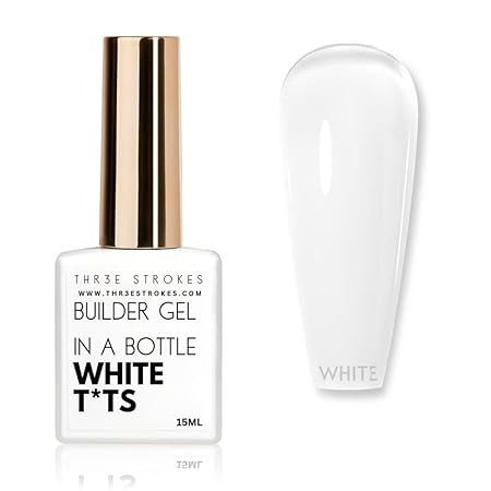 GV416 THR3E STROKES BIAB Clear,Pink,Nude,White Builder Gel for Nails, 15ml Nail Strengthener in a Bottle, Nail Extension Hard Gel, Soak Off Long Lasting UV Light Cure, Base Coat Top Coat Needed (15ML)