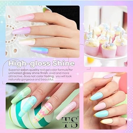 GV418 THR3E STROKES Gel Nail Polish Set- 6 Colors Nude Gel Polish All Seasons Skin Tones Pink Neutral Brown Gel Polish Kit (Uv/Led Lamp Required) Shades Need At Least 3 Layers, Shine Finish, 7.5 Milliliters (VENICE PASTELS (VP22), 7.5ML)