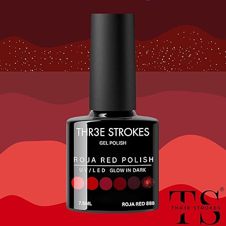 GV423 THR3E STROKES Gel Nail Polish Set- 6 Colors Nude Gel Polish All Seasons Skin Tones Pink Neutral Brown Gel Polish Kit (Uv/Led Lamp Required) Shades Need At Least 3 Layers, Shine Finish, 7.5 Milliliters (ROJA RED 888, 7.5ML)