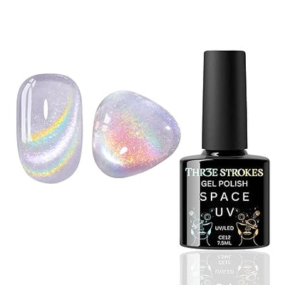 GV429 THR3E STROKES 9D Glitter Cat Eye Gel Magnetic Nail Polish Gel Art Manicure DIY at Home Soak Off UV G-el 7.5ML (CE12, 7.5ML)