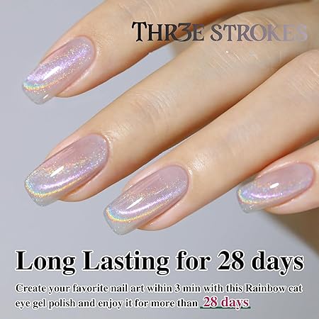 GV429 THR3E STROKES 9D Glitter Cat Eye Gel Magnetic Nail Polish Gel Art Manicure DIY at Home Soak Off UV G-el 7.5ML (CE12, 7.5ML)