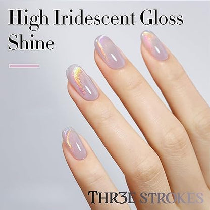 GV429 THR3E STROKES 9D Glitter Cat Eye Gel Magnetic Nail Polish Gel Art Manicure DIY at Home Soak Off UV G-el 7.5ML (CE12, 7.5ML)