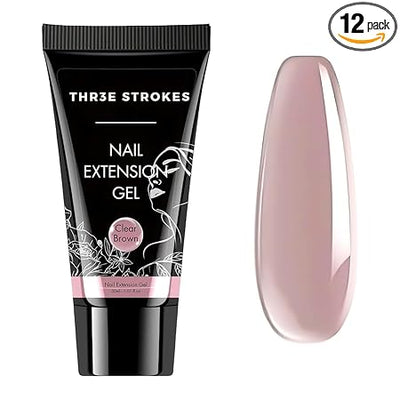 GV434 THR3E STROKES Polygel Quick Upgrade Poly Gel Finish Kits,30ML Polygel Nail Kit Builder Gel,Nail Extension Gel Trendy Nail Art Design Salon Nail Easy DIY At Home(11 CLEAR BROWN)(UV/LED Lamp Required)