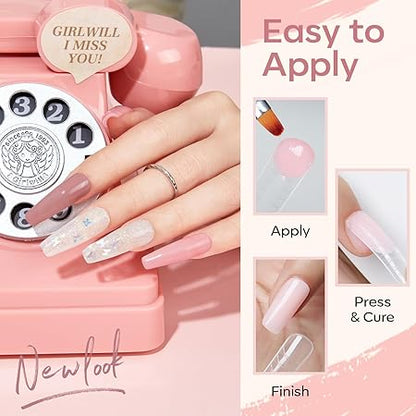 GV434 THR3E STROKES Polygel Quick Upgrade Poly Gel Finish Kits,30ML Polygel Nail Kit Builder Gel,Nail Extension Gel Trendy Nail Art Design Salon Nail Easy DIY At Home(11 CLEAR BROWN)(UV/LED Lamp Required)