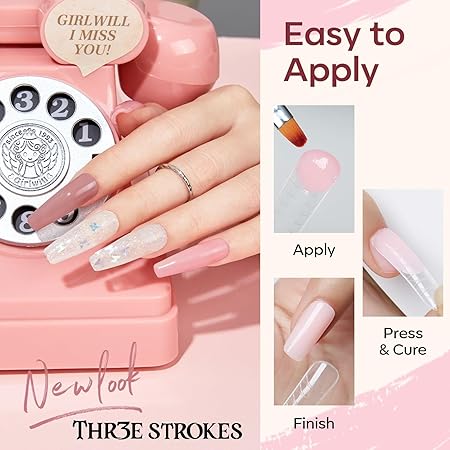 GV438 THR3E STROKES Poly Nail Gel Extension Kit for Builder Gel UV Nail Art Kit Nail Extension Set (Nude, Pink, White) (62 Items in the set)( MINIMUM 180S TO DRY)(BEGGINERS KIT) (3)