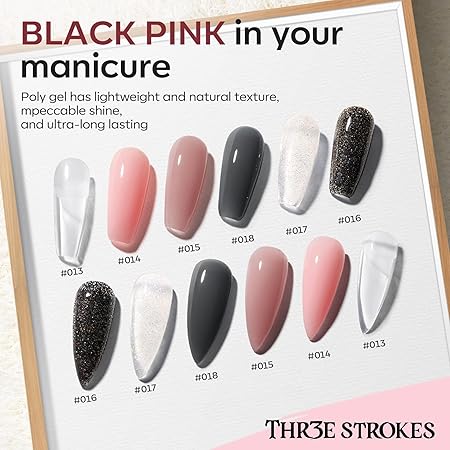 GV438 THR3E STROKES Poly Nail Gel Extension Kit for Builder Gel UV Nail Art Kit Nail Extension Set (Nude, Pink, White) (62 Items in the set)( MINIMUM 180S TO DRY)(BEGGINERS KIT) (3)