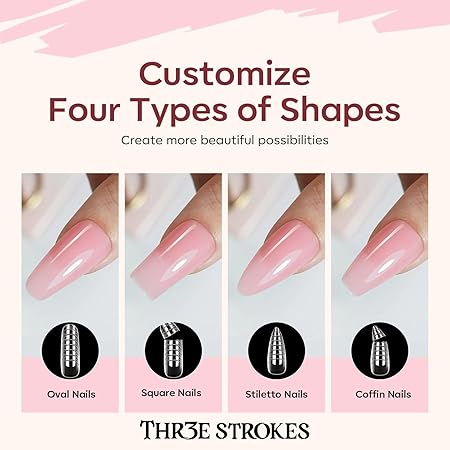 GV438 THR3E STROKES Poly Nail Gel Extension Kit for Builder Gel UV Nail Art Kit Nail Extension Set (Nude, Pink, White) (62 Items in the set)( MINIMUM 180S TO DRY)(BEGGINERS KIT) (3)