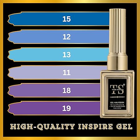 GV43 THR3E STROKES Hema Free Gel Nail Polish Set 6 Colors Gel Polish Manicure Nail Art DIY Home Gifts for Women Girls Rainbow Nails 15ML X 15ML (UV LAMP REQUIRED)(MACHINE SE SUKHENGI) (BLUE LAVENDER 15,12,13,11,18,19, 15ml)