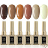GV444 THR3E STROKES Hema Free Gel Nail Polish Set 6 Colors Gel Polish Manicure Nail Art DIY Home Gifts for Women Girls Rainbow Nails 15ML X 15ML (UV LAMP REQUIRED)(MACHINE SE SUKHENGI) (BROWNIE 72,77,78,80,76,01, 15ml)
