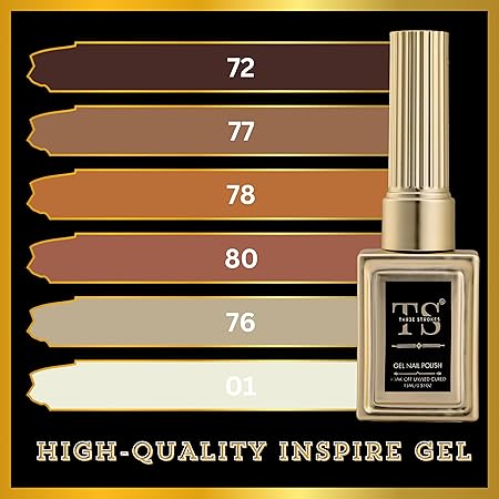 GV444 THR3E STROKES Hema Free Gel Nail Polish Set 6 Colors Gel Polish Manicure Nail Art DIY Home Gifts for Women Girls Rainbow Nails 15ML X 15ML (UV LAMP REQUIRED)(MACHINE SE SUKHENGI) (BROWNIE 72,77,78,80,76,01, 15ml)