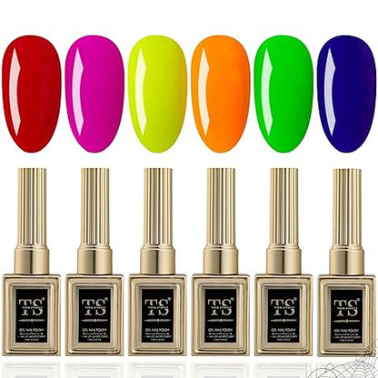 GV445 THR3E STROKES Hema Free Gel Nail Polish Set 6 Colors Gel Polish Manicure Nail Art DIY Home Gifts for Women Girls Rainbow Nails 15ML X 15ML (UV LAMP REQUIRED)(MACHINE SE SUKHENGI) (HALLOWEEN BEGINS 45,46,47,48,49,30, 15ml)