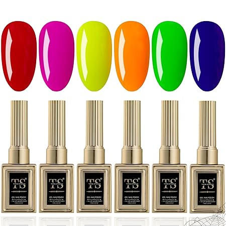 GV445 THR3E STROKES Hema Free Gel Nail Polish Set 6 Colors Gel Polish Manicure Nail Art DIY Home Gifts for Women Girls Rainbow Nails 15ML X 15ML (UV LAMP REQUIRED)(MACHINE SE SUKHENGI) (HALLOWEEN BEGINS 45,46,47,48,49,30, 15ml)