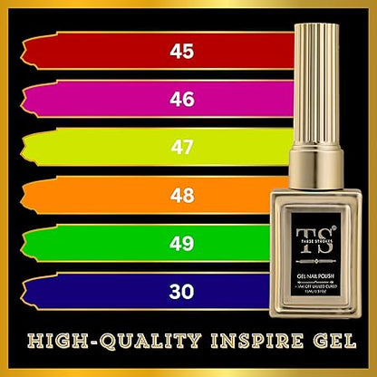 GV445 THR3E STROKES Hema Free Gel Nail Polish Set 6 Colors Gel Polish Manicure Nail Art DIY Home Gifts for Women Girls Rainbow Nails 15ML X 15ML (UV LAMP REQUIRED)(MACHINE SE SUKHENGI) (HALLOWEEN BEGINS 45,46,47,48,49,30, 15ml)