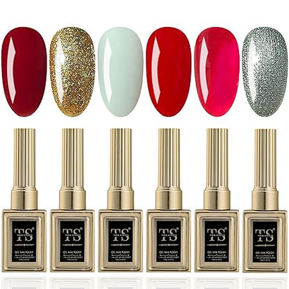 GV447 THR3E STROKES Hema Free Gel Nail Polish Set 6 Colors Gel Polish Manicure Nail Art DIY Home Gifts for Women Girls Rainbow Nails 15ML X 15ML (UV LAMP REQUIRED)(MACHINE SE SUKHENGI) (BRIDAL SWAG 90,74,44,45,63,87, 15ml)