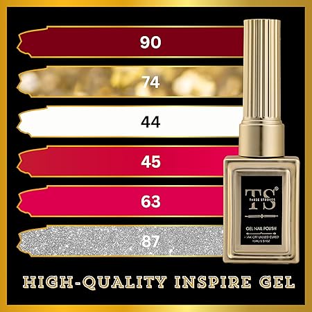 GV447 THR3E STROKES Hema Free Gel Nail Polish Set 6 Colors Gel Polish Manicure Nail Art DIY Home Gifts for Women Girls Rainbow Nails 15ML X 15ML (UV LAMP REQUIRED)(MACHINE SE SUKHENGI) (BRIDAL SWAG 90,74,44,45,63,87, 15ml)