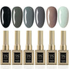 GV449 THR3E STROKES Hema Free Gel Nail Polish Set 6 Colors Gel Polish Manicure Nail Art DIY Home Gifts for Women Girls Rainbow Nails 15ML X 15ML (UV LAMP REQUIRED)(MACHINE SE SUKHENGI) (STONE AGE 43,33,32,31,71,44, 15ml)