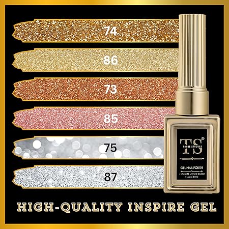 GV450 THR3E STROKES Hema Free Gel Nail Polish Set 6 Colors Gel Polish Manicure Nail Art DIY Home Gifts for Women Girls Rainbow Nails 15ML X 15ML (UV LAMP REQUIRED)(MACHINE SE SUKHENGI) (THE BLING 74,86,73,85,75,87, 15ml)