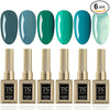 GV451 THR3E STROKES Hema Free Gel Nail Polish Set 6 Colors Gel Polish Manicure Nail Art DIY Home Gifts for Women Girls Rainbow Nails 15ML X 15ML (UV LAMP REQUIRED)(MACHINE SE SUKHENGI) (TURQUOISE QUEEN 17,16,28,25,26,61, 15ml)