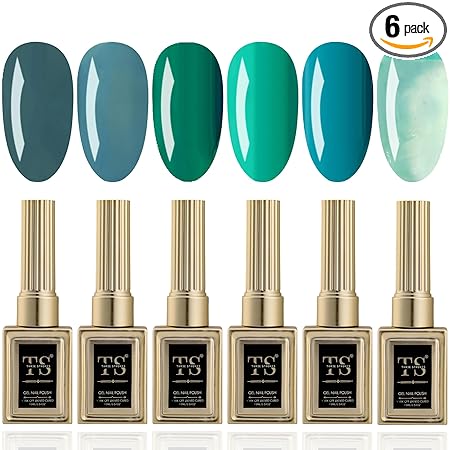 GV451 THR3E STROKES Hema Free Gel Nail Polish Set 6 Colors Gel Polish Manicure Nail Art DIY Home Gifts for Women Girls Rainbow Nails 15ML X 15ML (UV LAMP REQUIRED)(MACHINE SE SUKHENGI) (TURQUOISE QUEEN 17,16,28,25,26,61, 15ml)
