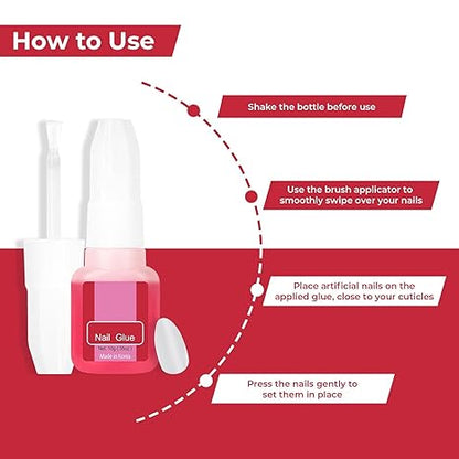 GV454 THR3E STROKES Gel Nail Glue For Artificial Nail Artificial Nail Glue Waterproof Nail Glue For Acrylic nails Professional Nail Art Glue For Fake/False Nails- (package contains 1pcs nail glue of 10grm)