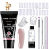 GV465 THR3E STROKES Poly Nail Gel Extension Kit for Builder Gel UV Nail Art Kit, Nail Extension Set (8 Items in the set) (11 CLEAR BROWN)