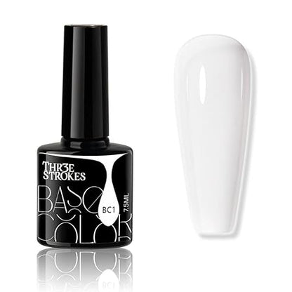 GV468 THR3E STROKES Gel Nail Polish LED UV Gel Soak Off Clear Nude Pink French Manicure Light Pink Jelly Nail GelPolish Varnish Curing Requires 1pcs 7.5ml for Home Salon Nail Art DIY