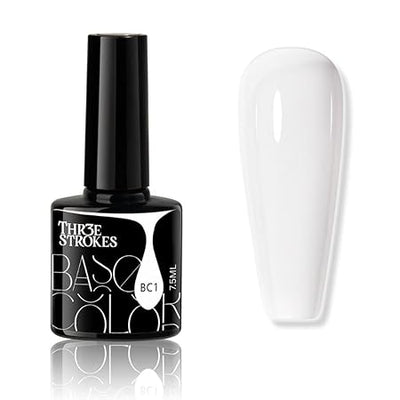 GV468 THR3E STROKES Gel Nail Polish LED UV Gel Soak Off Clear Nude Pink French Manicure Light Pink Jelly Nail GelPolish Varnish Curing Requires 1pcs 7.5ml for Home Salon Nail Art DIY