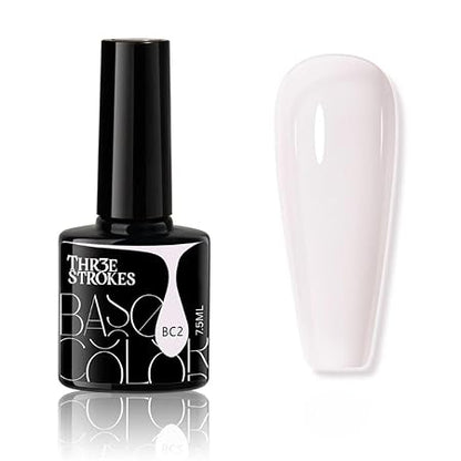 GV468 THR3E STROKES Gel Nail Polish LED UV Gel Soak Off Clear Nude Pink French Manicure Light Pink Jelly Nail GelPolish Varnish Curing Requires 1pcs 7.5ml for Home Salon Nail Art DIY
