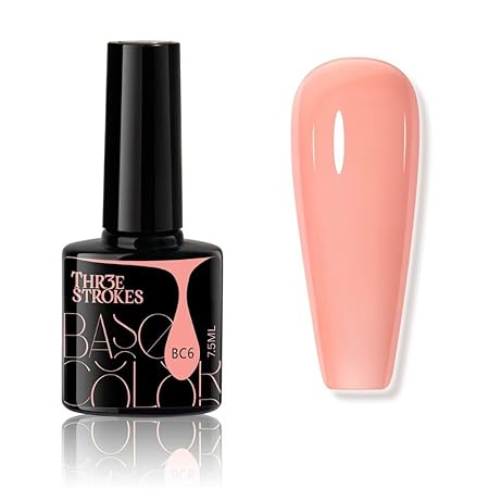 GV468 THR3E STROKES Gel Nail Polish LED UV Gel Soak Off Clear Nude Pink French Manicure Light Pink Jelly Nail GelPolish Varnish Curing Requires 1pcs 7.5ml for Home Salon Nail Art DIY