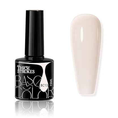 GV468 THR3E STROKES Gel Nail Polish LED UV Gel Soak Off Clear Nude Pink French Manicure Light Pink Jelly Nail GelPolish Varnish Curing Requires 1pcs 7.5ml for Home Salon Nail Art DIY