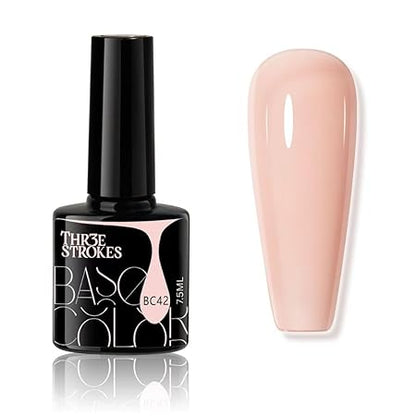 GV468 THR3E STROKES Gel Nail Polish LED UV Gel Soak Off Clear Nude Pink French Manicure Light Pink Jelly Nail GelPolish Varnish Curing Requires 1pcs 7.5ml for Home Salon Nail Art DIY