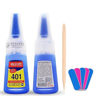 GV469 THR3E STROKES Nail Glue - Super Glue Stronger For Artificial Or Fake Nails,Nail Art 20g - Bottle 401 Rapid Fix Handmade Adhesive Quick Dry With 5 Mini Filler And 1 Orange Stick